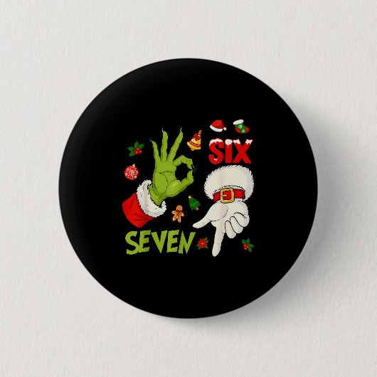 6 7 Sechs Sieben Hand Gen Z Alpha Meme Slang Weihn Button (Vorderseite)