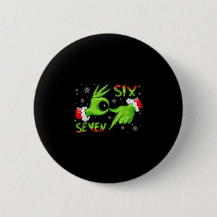 6 7 Sechs Sieben Hand Gen Z Alpha Meme Slang Xmas  Button