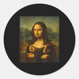 6 7 Sechs Sieben Meme 67 Lustige Mona Lisa Gen Z A Runder Aufkleber