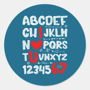 6 7 Sechs Sieben Valentins Alphabet Ich Liebe Dich Runder Aufkleber
