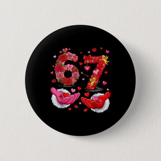 6 7 Sechs Sieben Valentinsherzen Kinder Jungen Mäd Button (Vorderseite)