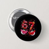 6 7 Sechs Sieben Valentinsherzen Kinder Jungen Mäd Button (Vorne & Hinten)
