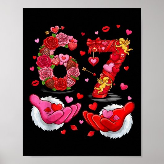 6 7 Sechs Sieben Valentinsherzen Kinder Jungen Mäd Poster (Vorne)
