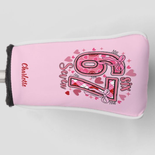 6 7 si Seven Meme Trend Mädchen Rosa Golf Headcover (Vorderseite)