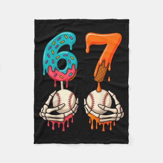 6 7 Six Seven Baseball Meme Gen Z Alpha Slang Boys Fleecedecke (Vorderseite)