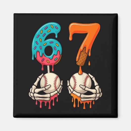 6 7 Six Seven Baseball Meme Gen Z Alpha Slang Boys Magnet (Vorne)