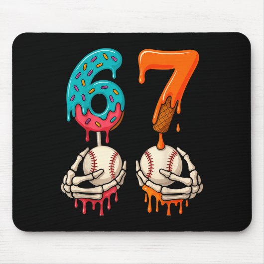 6 7 Six Seven Baseball Meme Gen Z Alpha Slang Boys Mousepad (Vorne)
