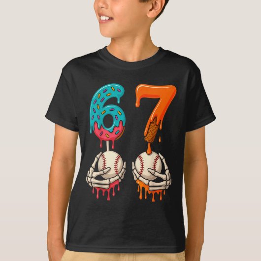 6 7 Six Seven Baseball Meme Gen Z Alpha Slang Boys T-Shirt (Vorderseite)