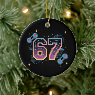 6 7 Six Seven Gaming Gen Z Alpha Meme Slang Keramik Ornament