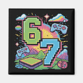 6 7 Six Seven Gaming Gen Z Alpha Meme Slang  Magnet (Vorne)