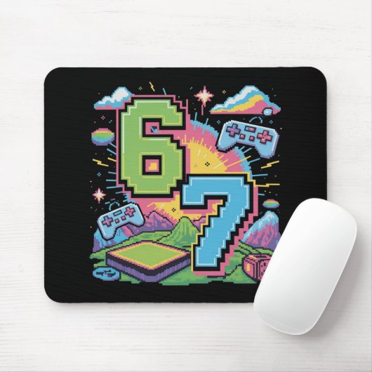 6 7 Six Seven Gaming Gen Z Alpha Meme Slang Mousepad (Mit Mouse)