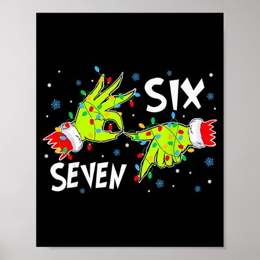 6 7 Six Seven Gen Z Alpha Meme Slang Holiday Merry Poster (Vorne)