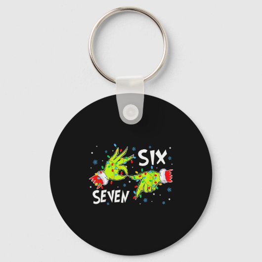 6 7 Six Seven Gen Z Alpha Meme Slang Holiday Merry Schlüsselanhänger (Vorderseite)