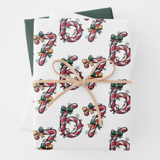6 7 Six Seven Gen Z Alpha Meme Slang Xmas Lights Geschenkpapier Set (Beispiel)