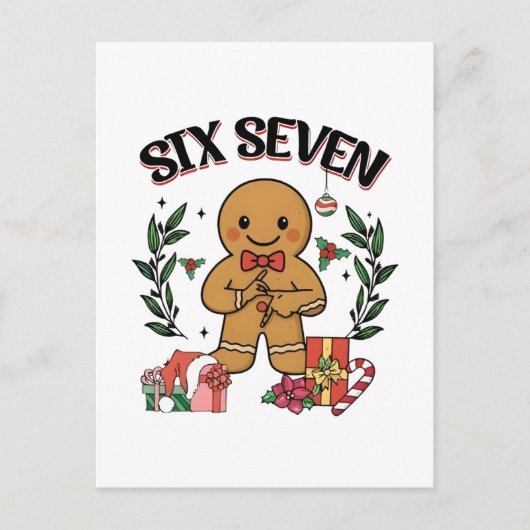 6 7 Six Seven Hand Gen Z Alpha Gingerbread Meme Postkarte (Vorderseite)