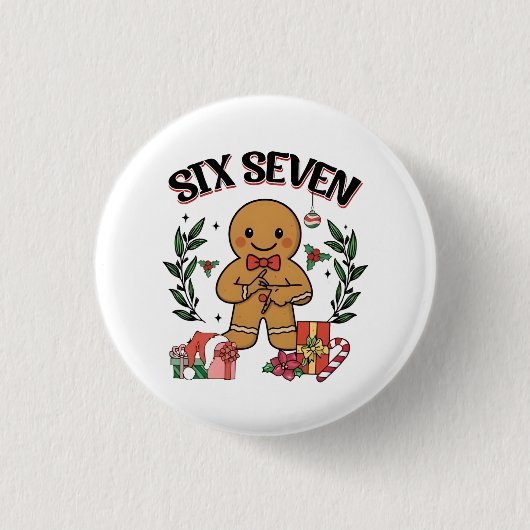 6 7 Six Seven Hand Gen Z Alpha Lebkuchen Meme Button (Vorderseite)