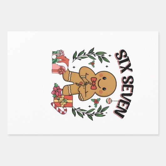 6 7 Six Seven Hand Gen Z Alpha Lebkuchen Meme  Geschenkpapier Set (Vorderseite)