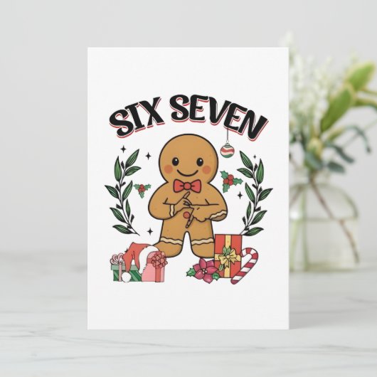 6 7 Six Seven Hand Gen Z Alpha Lebkuchen Meme Karte (Stehend Vorderseite)