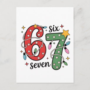 6 7 Six Seven Hand Gen Z Alpha Meme Slang Weihnach Ankündigungspostkarte