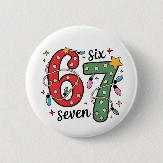 6 7 Six Seven Hand Gen Z Alpha Meme Slang Weihnach Button (Vorderseite)