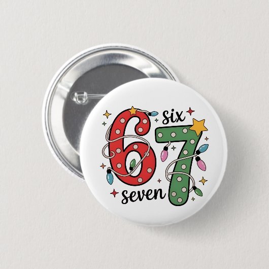 6 7 Six Seven Hand Gen Z Alpha Meme Slang Xmas  Button (Vorne & Hinten)