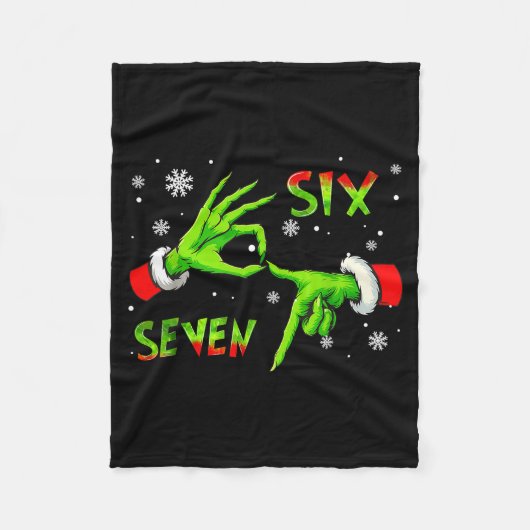 6 7 Six Seven Hand Gen Z Alpha Meme Slang Xmas Chr Fleecedecke (Vorderseite)