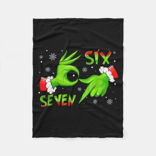 6 7 Six Seven Hand Gen Z Alpha Meme Slang Xmas Chr Fleecedecke (Vorderseite)