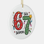 6 7 Six Seven Hand Gen Z Alpha Meme Slang Xmas Keramik Ornament (Rechts)