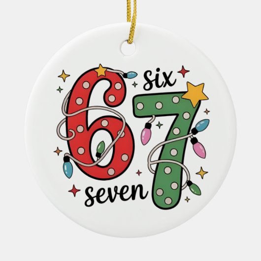 6 7 Six Seven Hand Gen Z Alpha Meme Slang Xmas Keramik Ornament (Vorne)