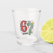 6 7 Six Seven Hand Gen Z Alpha Meme Slang Xmas Schnapsglas (Vorderseite)