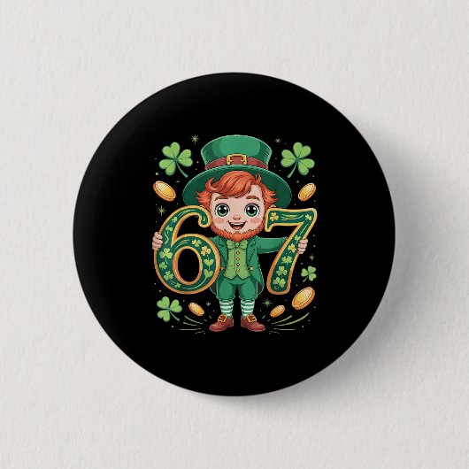 6 7 Six Seven Kobold 67 Humor St. Patricks Day Button (Vorderseite)