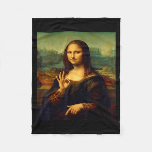 6 7 Six Seven Meme 67 Funny Mona Lisa Funny Clic A Fleecedecke (Vorderseite)
