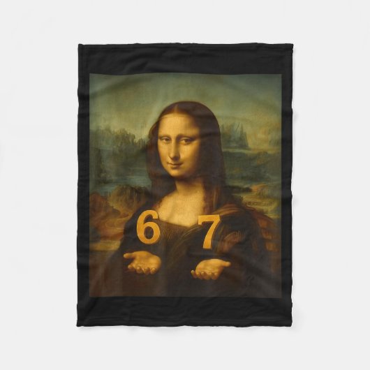 6 7 Six Seven Meme 67 Funny Mona Lisa Gen Z Alpha Fleecedecke (Vorderseite)