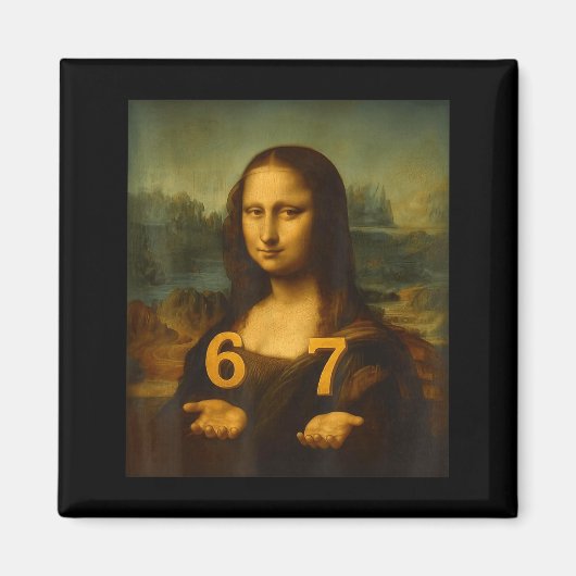 6 7 Six Seven Meme 67 Funny Mona Lisa Gen Z Alpha Magnet (Vorne)