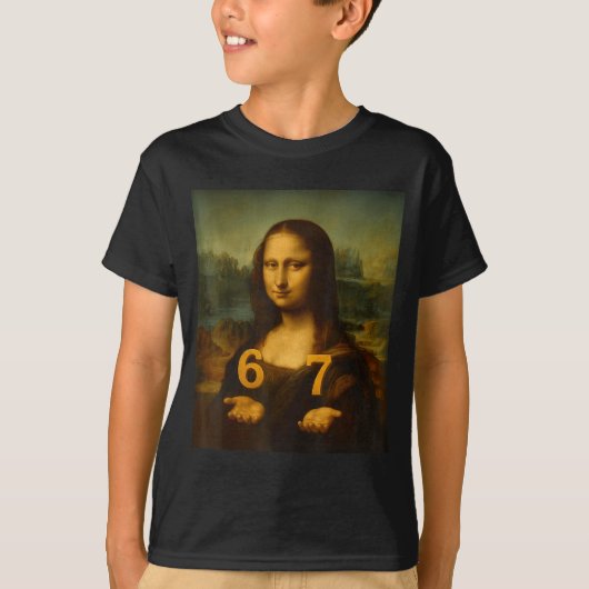 6 7 Six Seven Meme 67 Funny Mona Lisa Gen Z Alpha T-Shirt (Vorderseite)