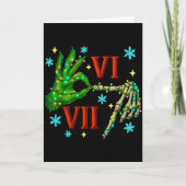 6 7 Six Seven Meme Christmas Hand Gen Z Alpha Xmas Karte (Vorderseite)