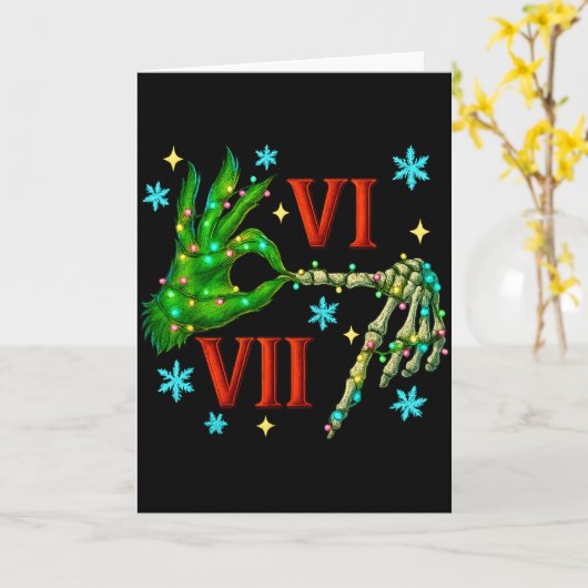 6 7 Six Seven Meme Christmas Hand Gen Z Alpha Xmas Karte (Gelbe Blume)