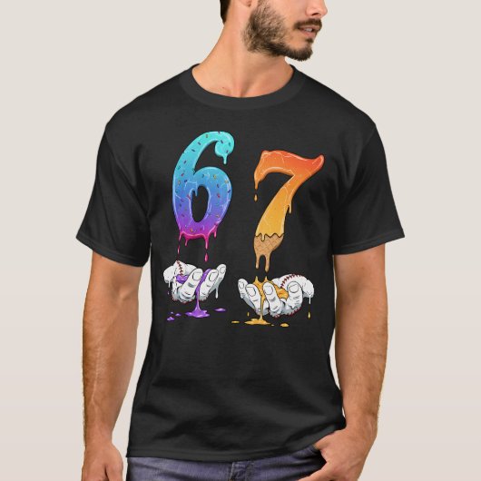 6 7 Six Seven Meme Hände Eiscreme Baseball Drip B T-Shirt (Vorderseite)
