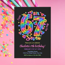 6 7 Six Seven Meme Neon Regenbogen Leuchten Mädche