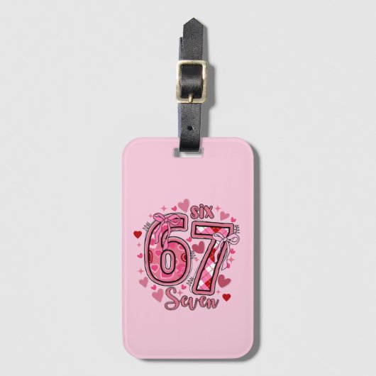 6 7 Six Seven Meme Trend Mädchen Rosa Name Gepäckanhänger (Vorderseite Vertikal)