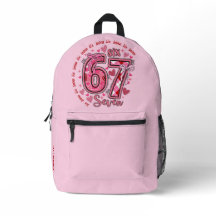 6 7 Six Seven Meme Trend Mädchen Rosa Rucksack