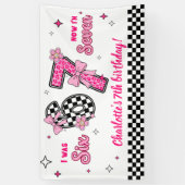 6 7 Six Seven Meme Trend Pink Girls 7th Birthday Banner (Vertikal)