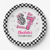 6 7 Six Seven Meme Trend Pink Girls 7th Birthday Pappteller (Vorderseite)