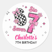 6 7 Six Seven Meme Trend Pink Girls 7th Birthday Runder Aufkleber (Vorderseite)