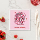 6 7 Six Seven Meme Trend Rosa Mädchen 7. Geburtsta Serviette (Beispiel)