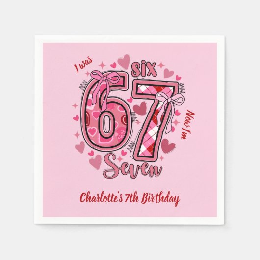 6 7 Six Seven Meme Trend Rosa Mädchen 7. Geburtsta Serviette (Vorderseite)