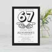 6 7 Six Seven Meme Viral Boy Any Birthday Party  Einladung (Stehend Vorderseite)