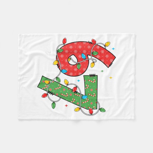6 7 Six Seven Meme Xmas Lights Candy Cane Christma Fleecedecke (Vorderseite (Horizontal))