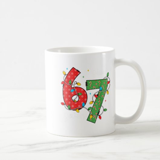 6 7 Six Seven Meme Xmas Lights Candy Cane Christma Kaffeetasse (Rechts)