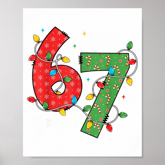6 7 Six Seven Meme Xmas Lights Candy Cane Christma Poster (Vorne)